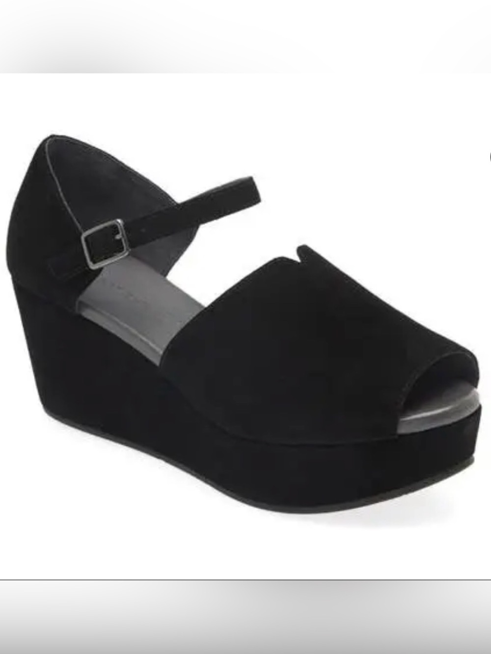 Chocolat Blu Walt Black Suede Wedge Heels Size 9.5